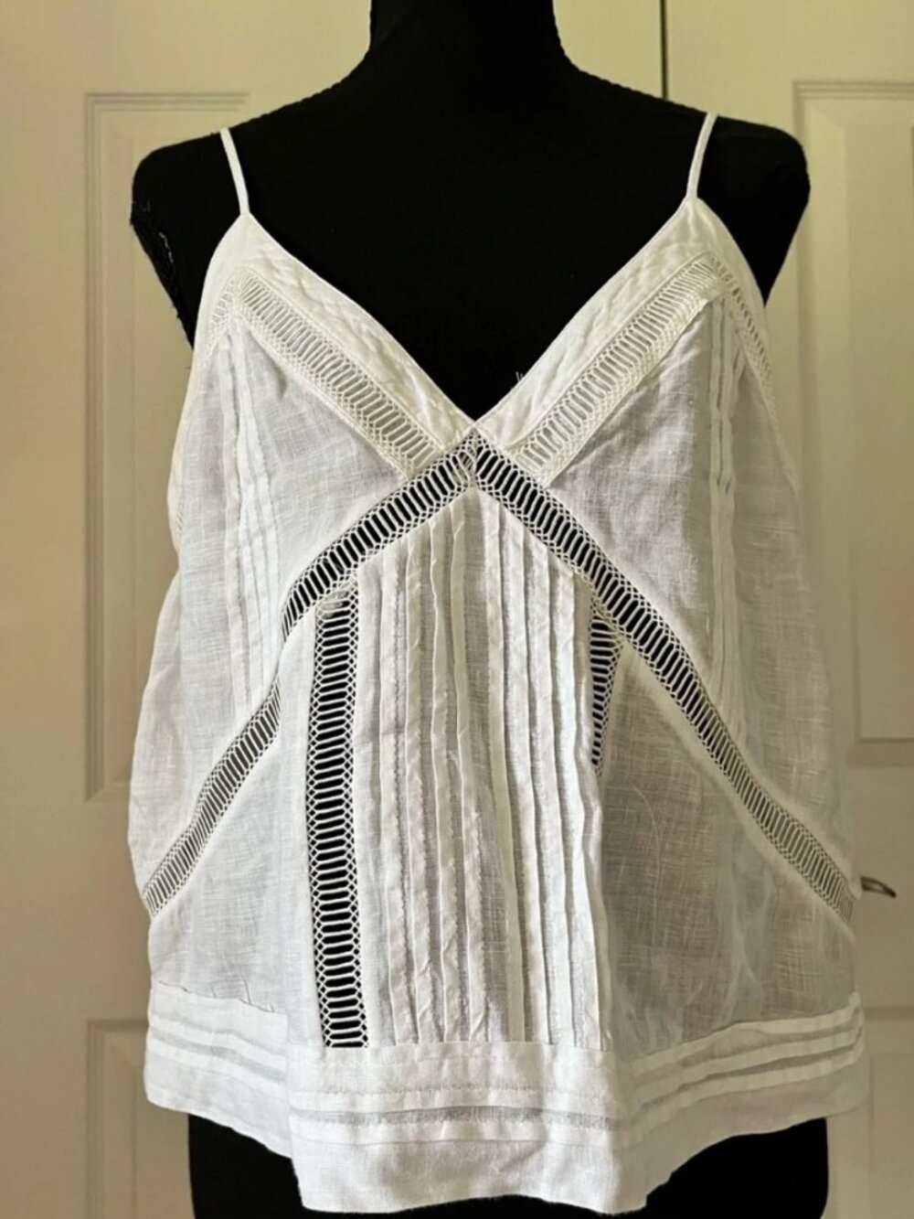 Zara White Linen-Blend Cami Tank | Sz M